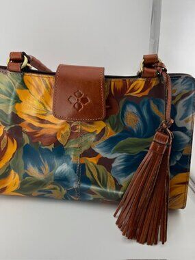 Patricia Nash Rienzo Leather Satchel, Marigold Harvest Print, Style P357460